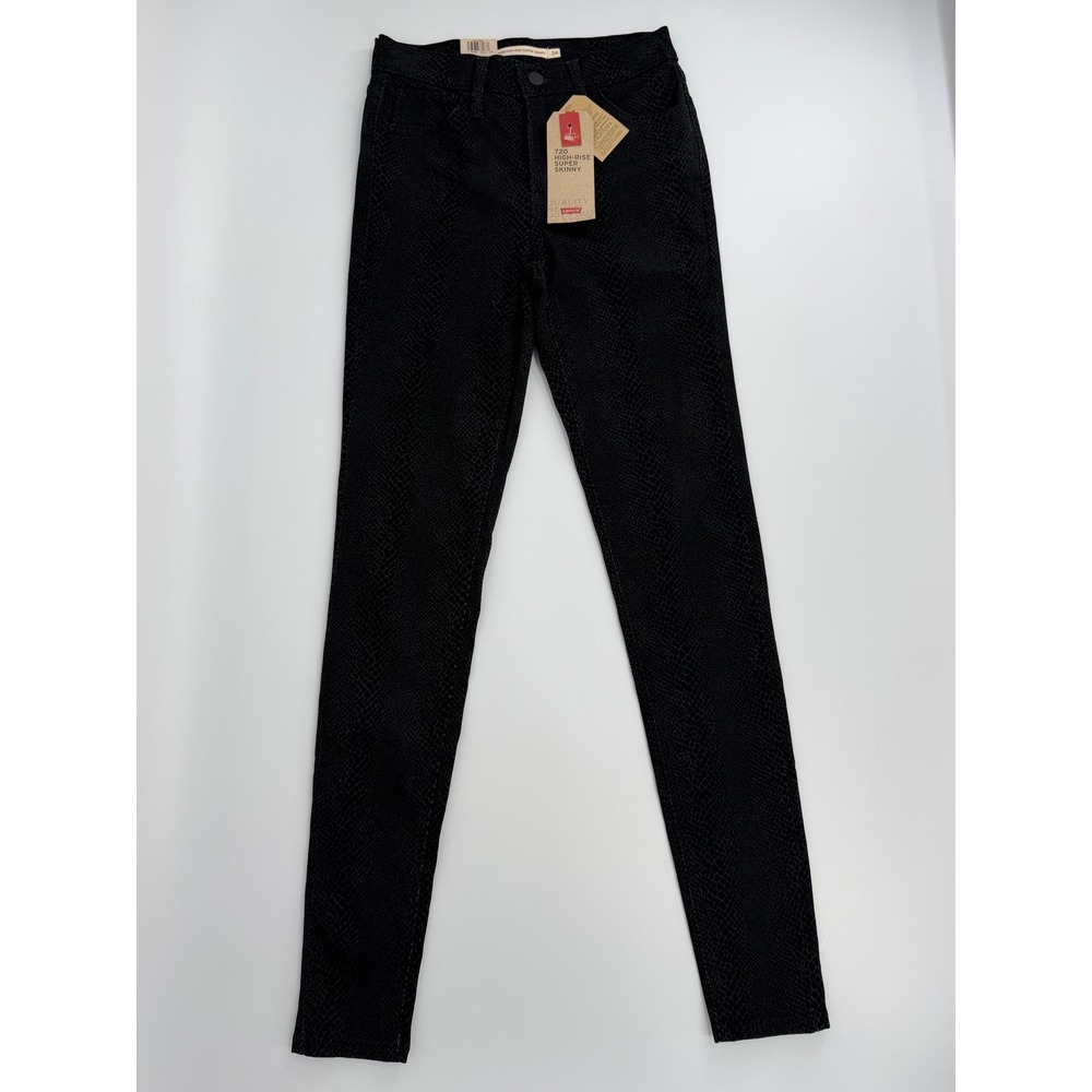 Levi's 720 High-Rise Super Skinny Jeans Womens 24 Black NWT Snakeskin Print - Picture 3 of 13